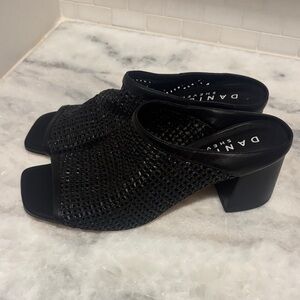 DANIELLA SHEVEL Black Women's Heeled Mules NWOT